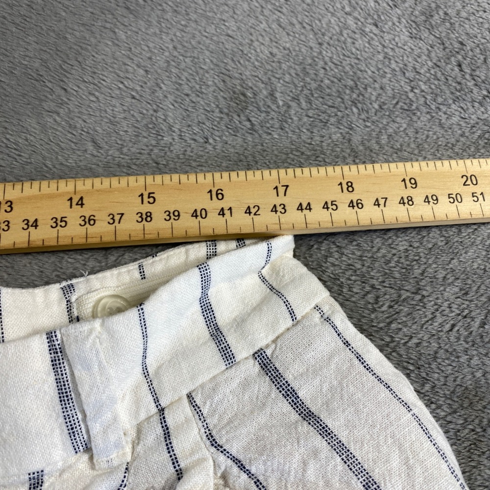 Old Navy Shorts Womens L White Navy Taylor Extra High Rise Linen Blend Striped - Picture 4 of 10